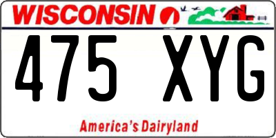 WI license plate 475XYG