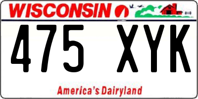 WI license plate 475XYK