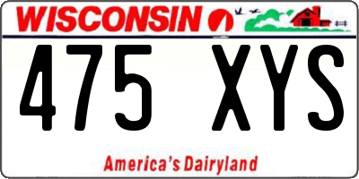 WI license plate 475XYS