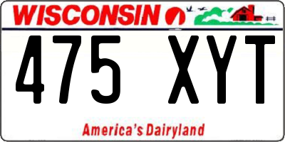 WI license plate 475XYT