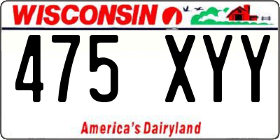 WI license plate 475XYY