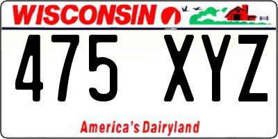 WI license plate 475XYZ