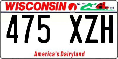 WI license plate 475XZH