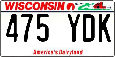 WI license plate 475YDK