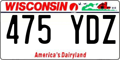 WI license plate 475YDZ