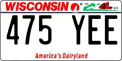 WI license plate 475YEE