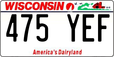 WI license plate 475YEF