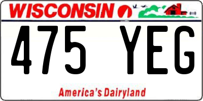 WI license plate 475YEG