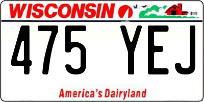 WI license plate 475YEJ