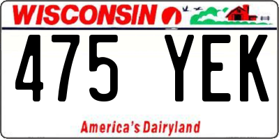 WI license plate 475YEK