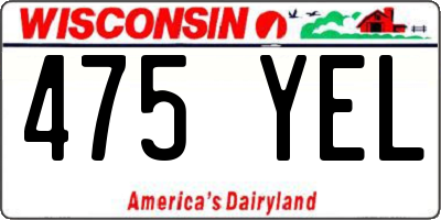 WI license plate 475YEL