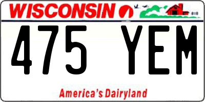 WI license plate 475YEM