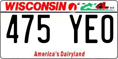 WI license plate 475YEO