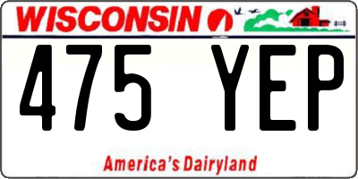 WI license plate 475YEP