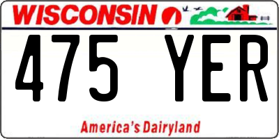 WI license plate 475YER