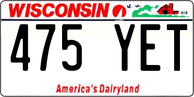 WI license plate 475YET