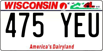 WI license plate 475YEU