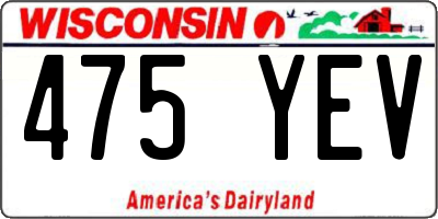 WI license plate 475YEV