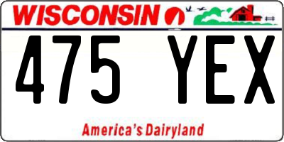 WI license plate 475YEX
