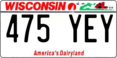 WI license plate 475YEY