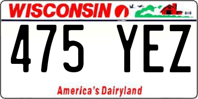 WI license plate 475YEZ