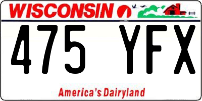WI license plate 475YFX
