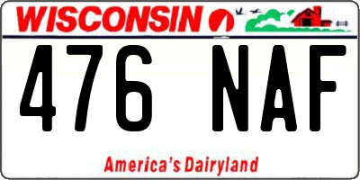 WI license plate 476NAF