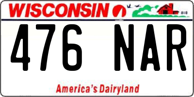 WI license plate 476NAR