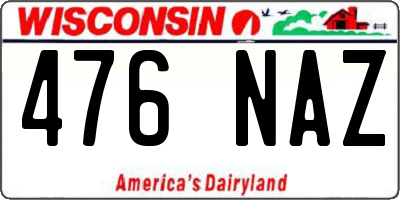 WI license plate 476NAZ