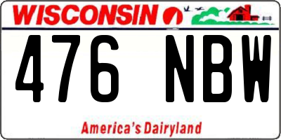 WI license plate 476NBW