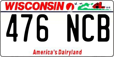 WI license plate 476NCB