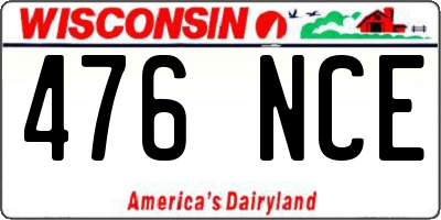 WI license plate 476NCE
