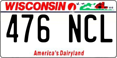 WI license plate 476NCL
