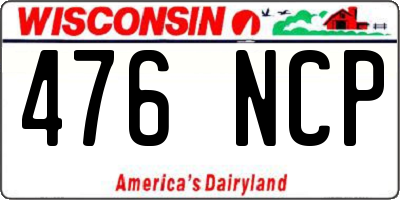WI license plate 476NCP