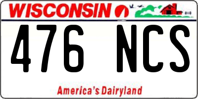 WI license plate 476NCS