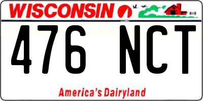 WI license plate 476NCT