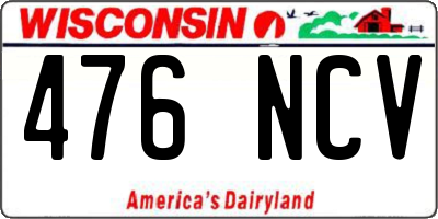 WI license plate 476NCV