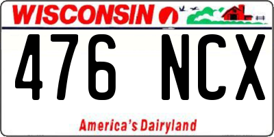 WI license plate 476NCX