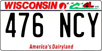 WI license plate 476NCY