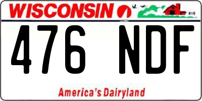 WI license plate 476NDF
