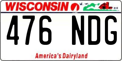 WI license plate 476NDG