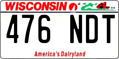 WI license plate 476NDT