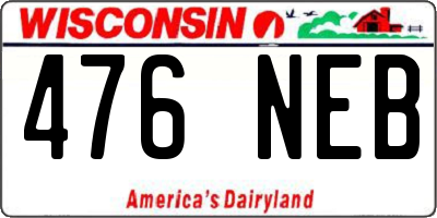 WI license plate 476NEB