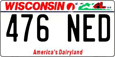 WI license plate 476NED