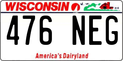 WI license plate 476NEG