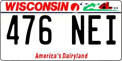 WI license plate 476NEI