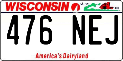 WI license plate 476NEJ
