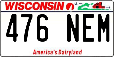 WI license plate 476NEM