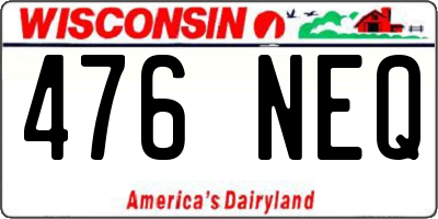 WI license plate 476NEQ