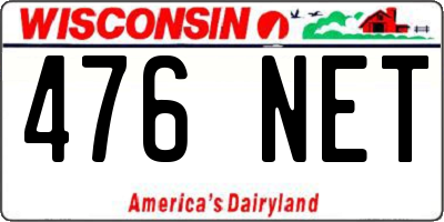 WI license plate 476NET